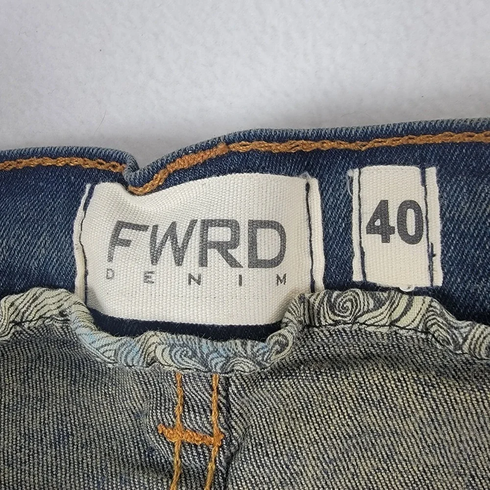 FWRD Mens Denim Jeans 40x34 Distressed Patchwork Streetwear Patches Destroyed